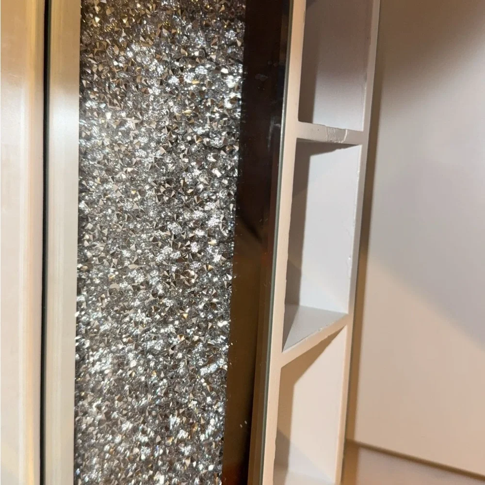 Silver Glitter Mirrored Jewelry Organizer